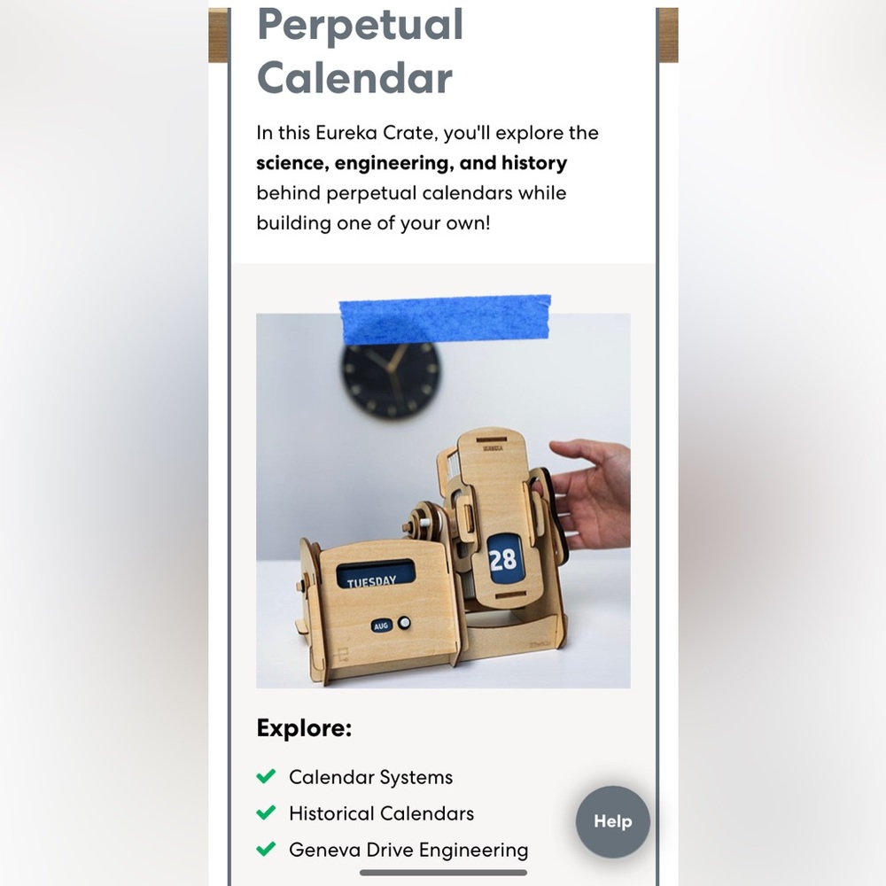 Kiwi Co Eureka Crate Perpetual Calendar